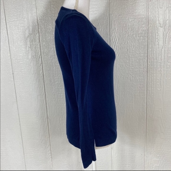 Old Navy Merci Spell Out Navy Blue and Red Crew Neck Sweater - Picture 4 of 7